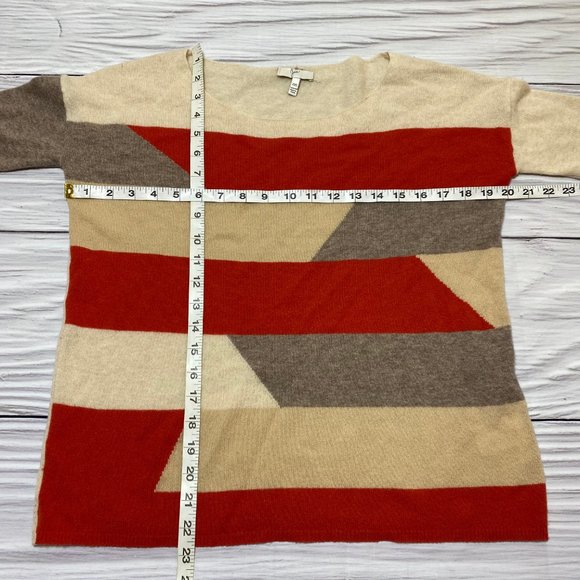 Joie Cashmere Broken Stripe Cream Red Sweater - Picture 10 of 14